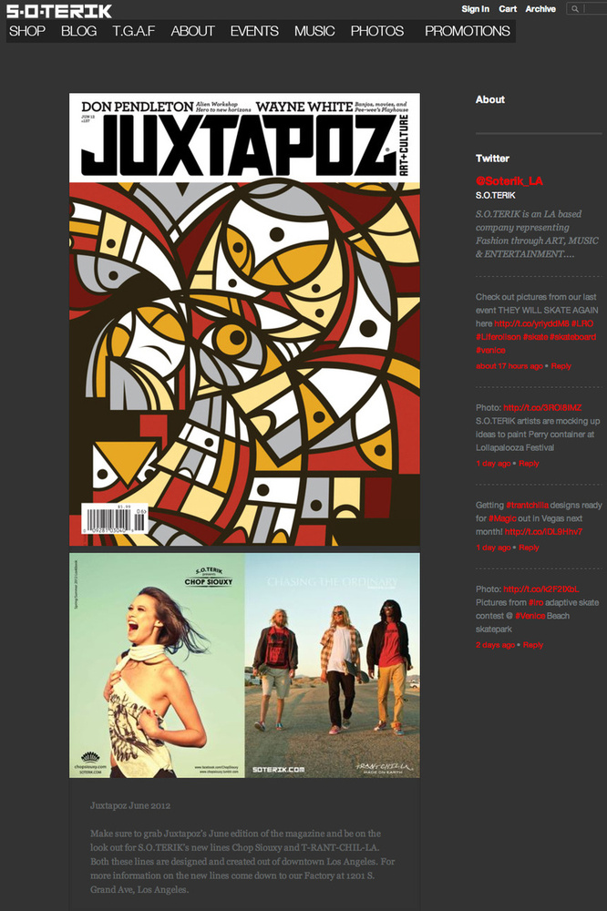 S.O.Terik Blog - Juxtapoz TRantChilLa Campaign