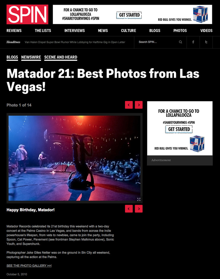 SPIN Magazine "Matador 21: Best Photos from Las Vegas"