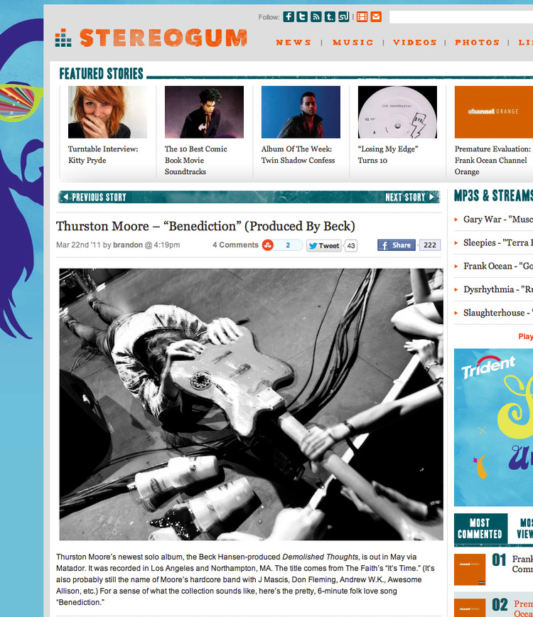 Stereogum - Thurston Moore "Benediction"