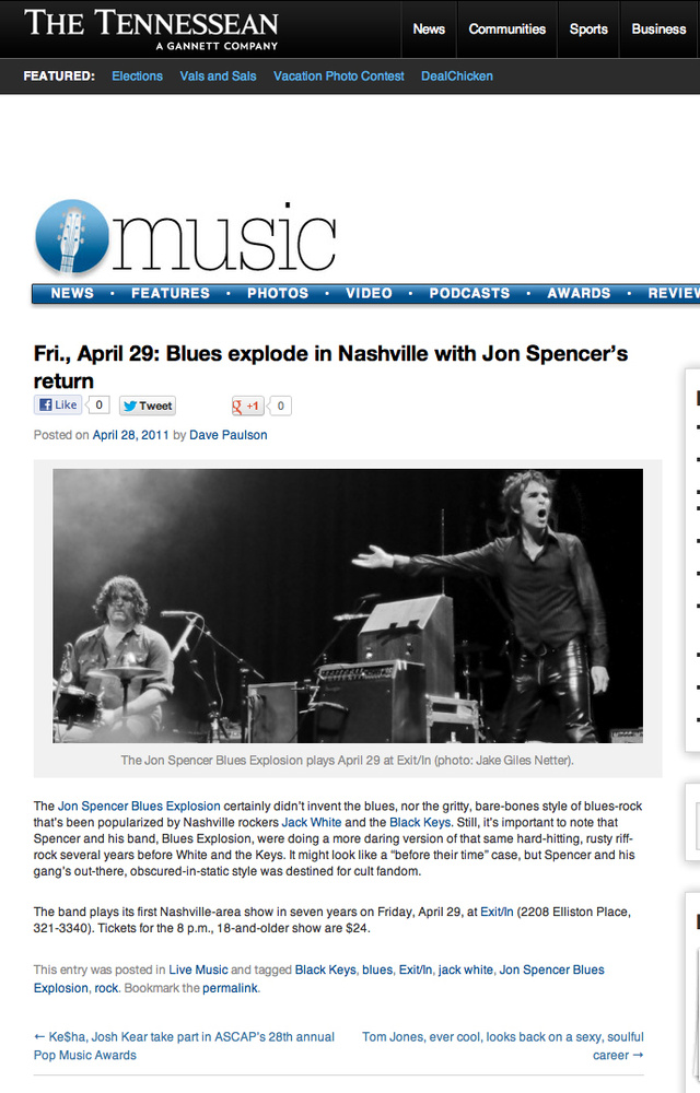 The Tennessean - Jon Spencer Blues Explosion
