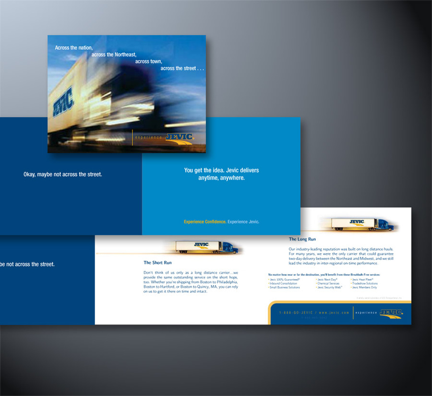 One of a series of mailers for Jevic Transportation