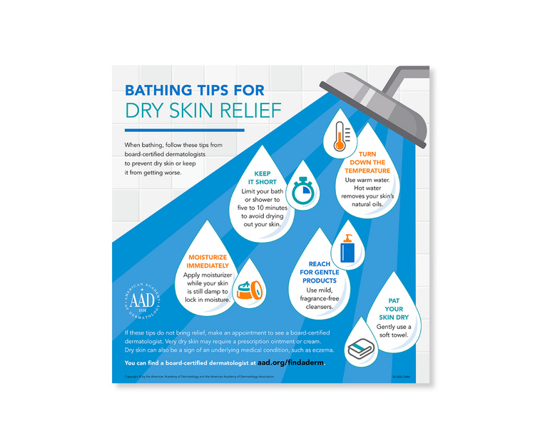 Bathing Tips for Dry Skin Relief Infographic