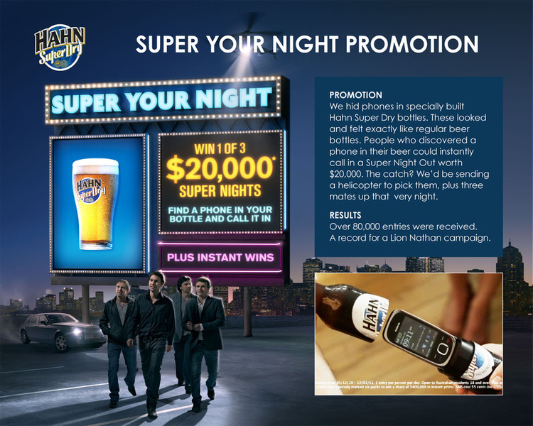 This was a fun little promotion we worked on, which at the time, ended up being the most successful promotion Lion Nathan had ever run. Needless to say, the client was ecstatic.