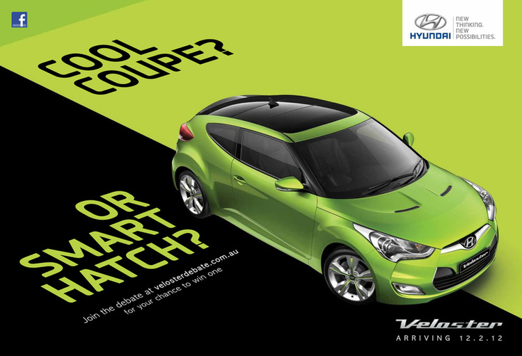 This was a print & digitally focused launch for the new Hyundai Veloster. A car with only 3 doors! It was hugely successful for Hyundai and for the Innocean agency.