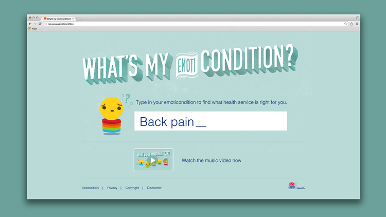 Campaign Site – Type in your Emoticondition to find the medical service right for you.
