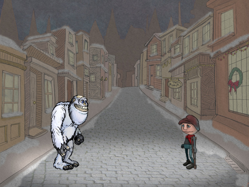 The Abominable snowman and Tiny Tim square off in 1800s London.
