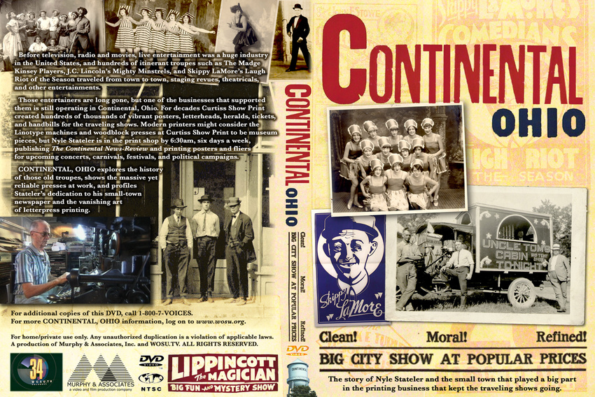 Here is the DVD cover I designed to accompany the PBS documentary "Continental, Ohio" that I edited.