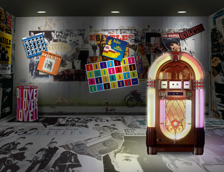 Interactive Beatles wallpaper design using Anoto technology. Wall display plays all of the groups' albums by touching different elements within the composition.