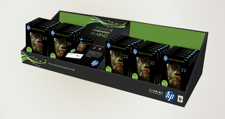 Trade pack enclosure used to make the product stand out. Used in both inline and endcap.