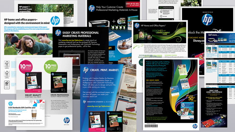 HP tradepack inserts I have designed through each company rebranding