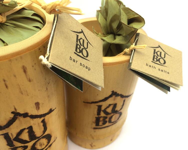 Inspired by materials used to build the hut or kubo, the packaging consists of bamboo cane and banana leaves. Logo was burned in to give it a rustic feel.