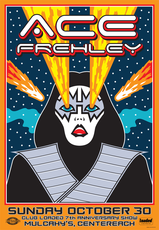 ACE FREHLEY - October 30, 2011 - Mulcahy's, Centereach [Centereach, NY) *Image inspired by album cover art by Michael Doret.*