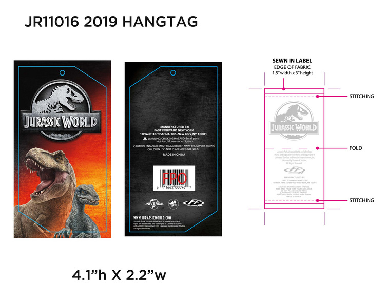 Jurassic World Hangtag