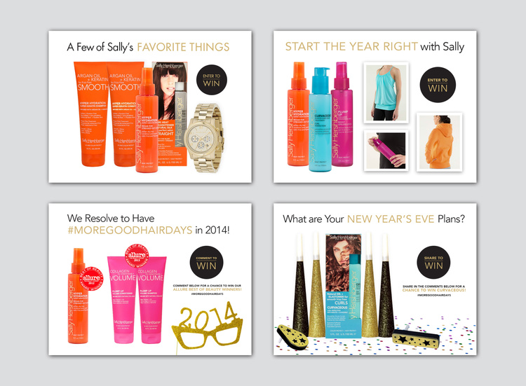 Sally Hershberger Professional Hair Care: Holiday + New Year Facebook Promotion Series (art direction + design)
