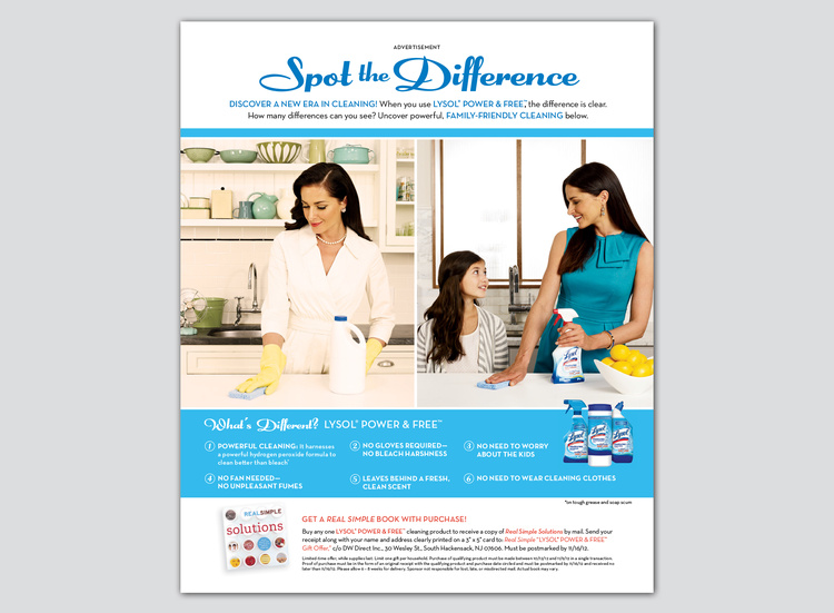 Real Simple Magazine: Lysol advertorial (concept + art direction + design + photoshoot production)