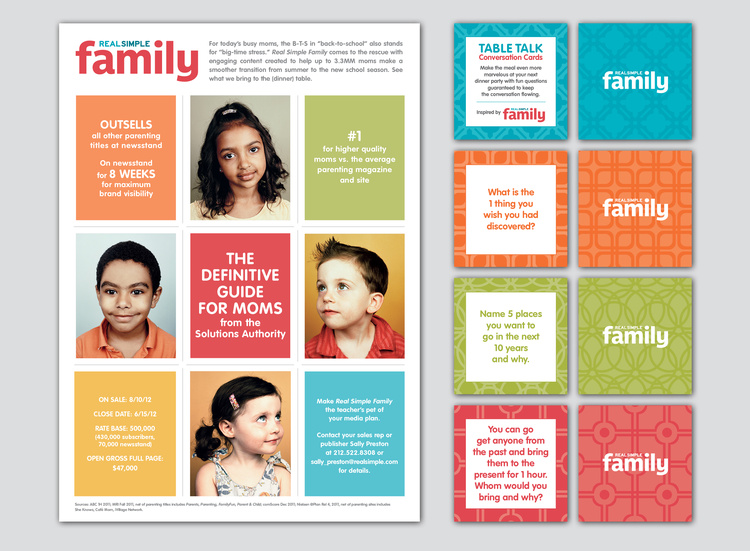 Real Simple Family Magazine: Promotional media kit + custom premium (concept + design)