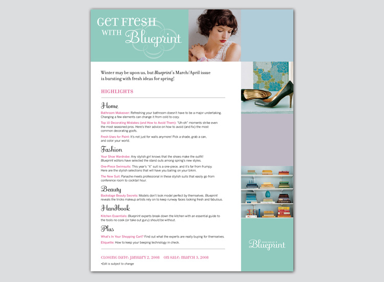 Blueprint Magazine: Promotional sellsheet (design)