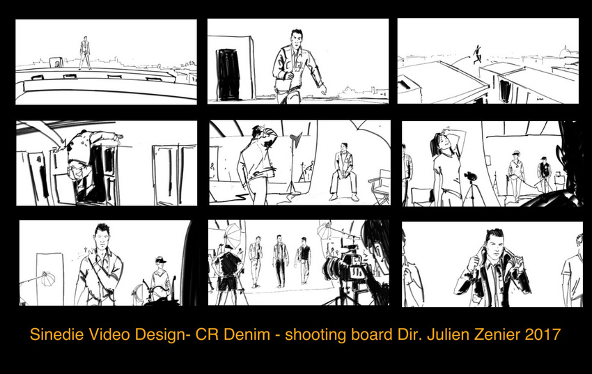 Sinedie Video Design - CR Denim - shooting board dir. Julien Zenier 2017
