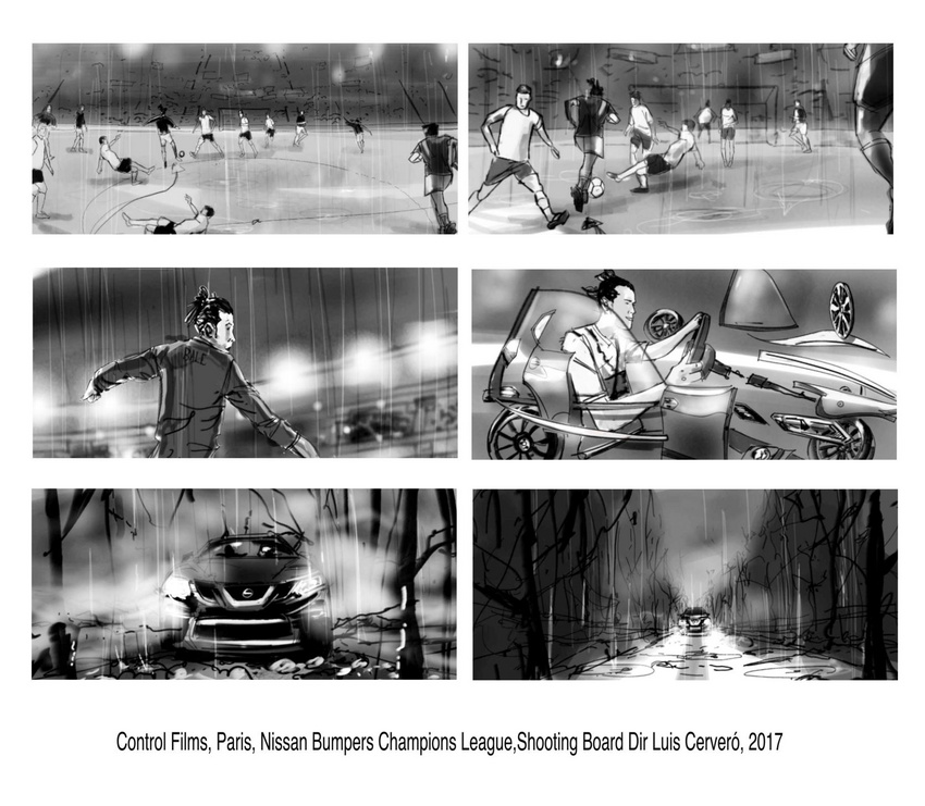 Control Films Paris, Nissan Bumpers Champions League, shooting board Dir. Luis Cerveró, 2017